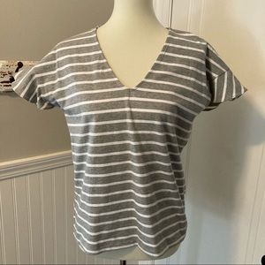 J Crew Striped Flutter Sleeve Top
